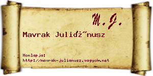 Mavrak Juliánusz névjegykártya
